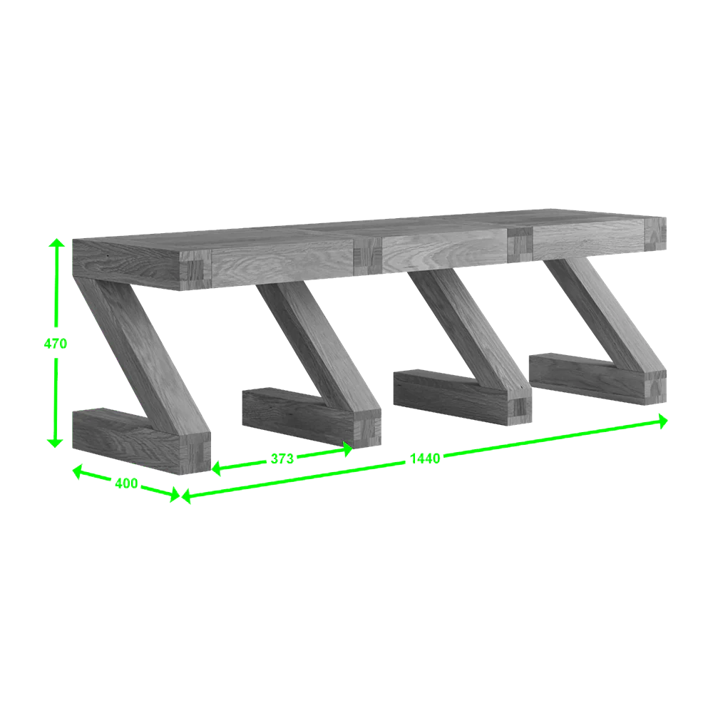 Z Wooden Bench, Oak Wood