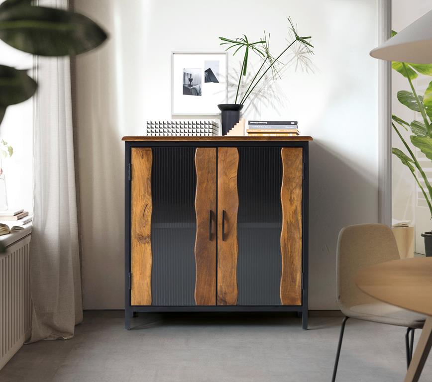 Industrial 2-Door Cabinet, Mango Wood
