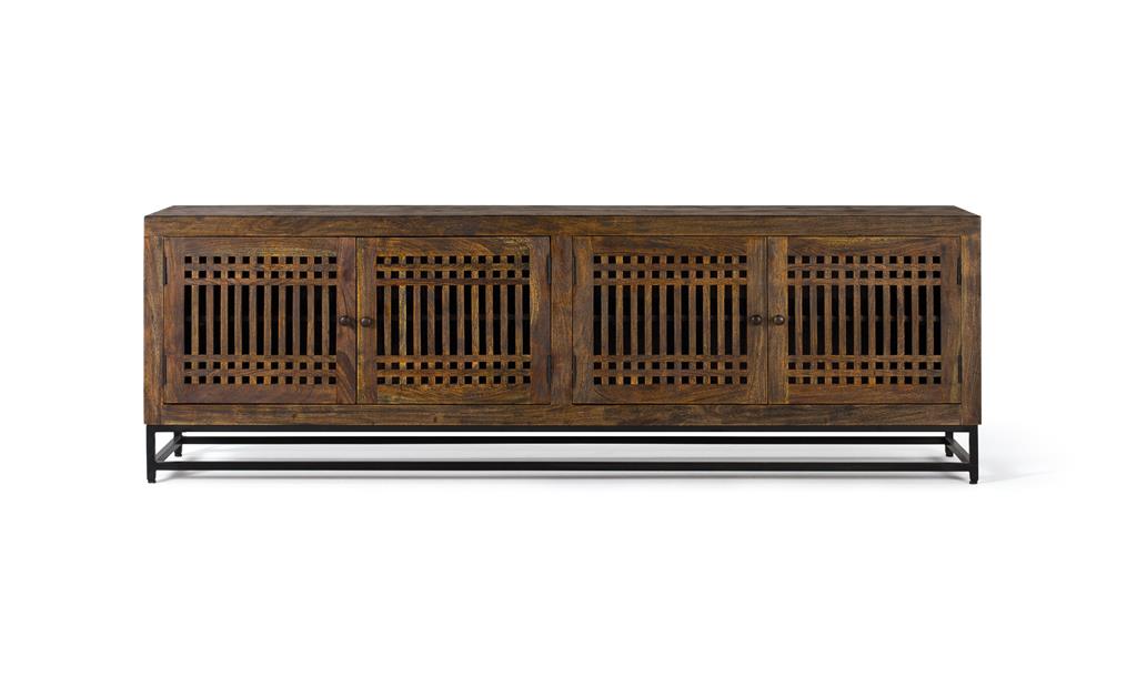 Acacia Wood TV Cabinet with 4 Doors