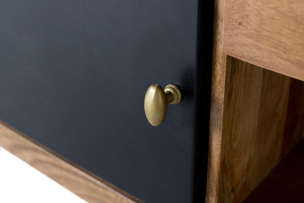 Solid Wood TV Cabinet with Interior Lighting