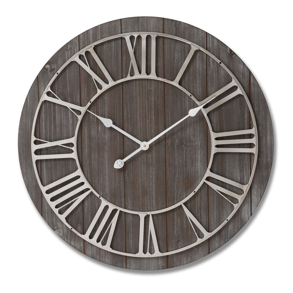 Wall Clock, Grey Wash Wood