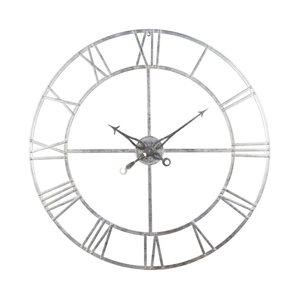 Large Skeleton Wall Clock, Silver Foil