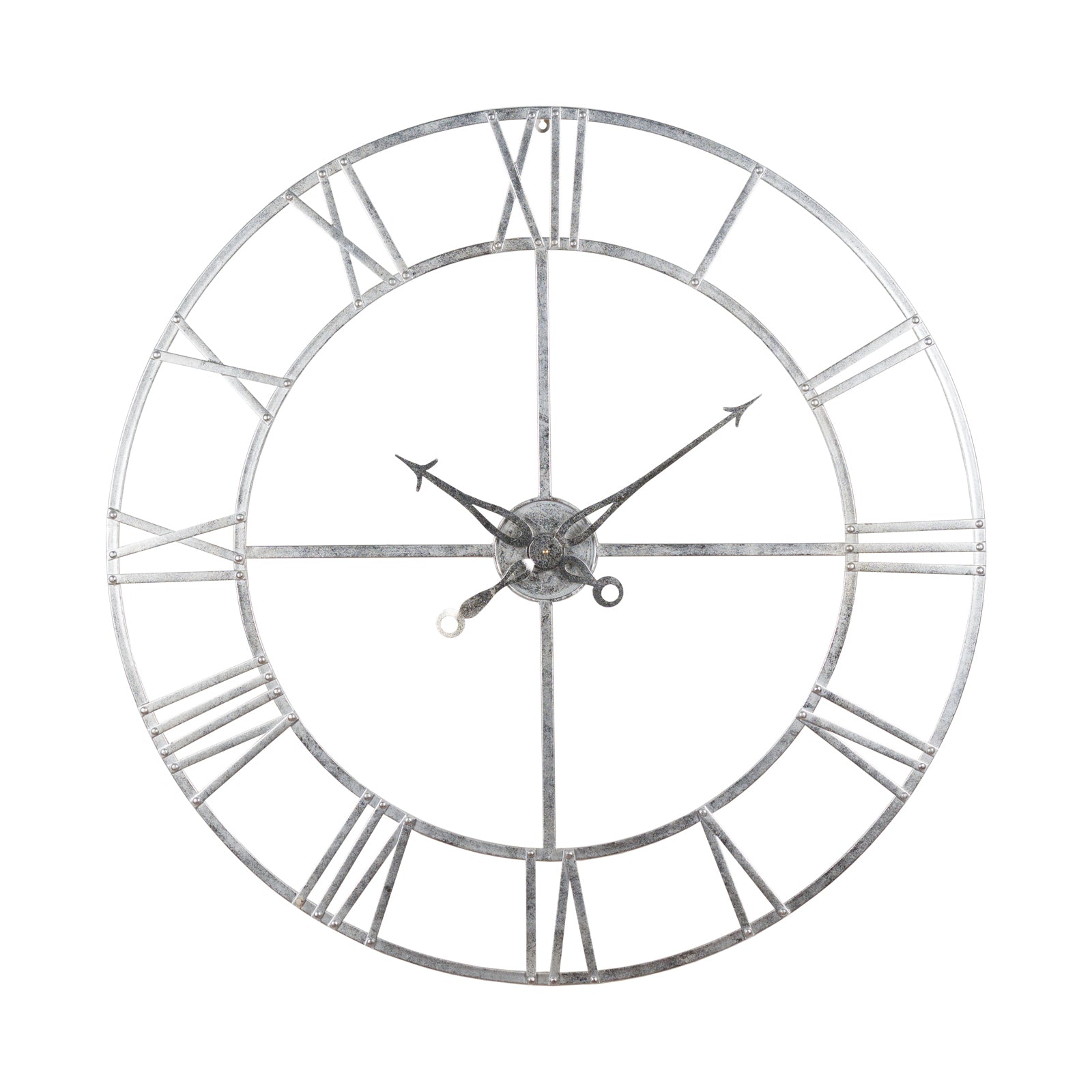 Large Skeleton Wall Clock, Silver Foil