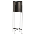 Large Gun Metal Cylindrical Planter