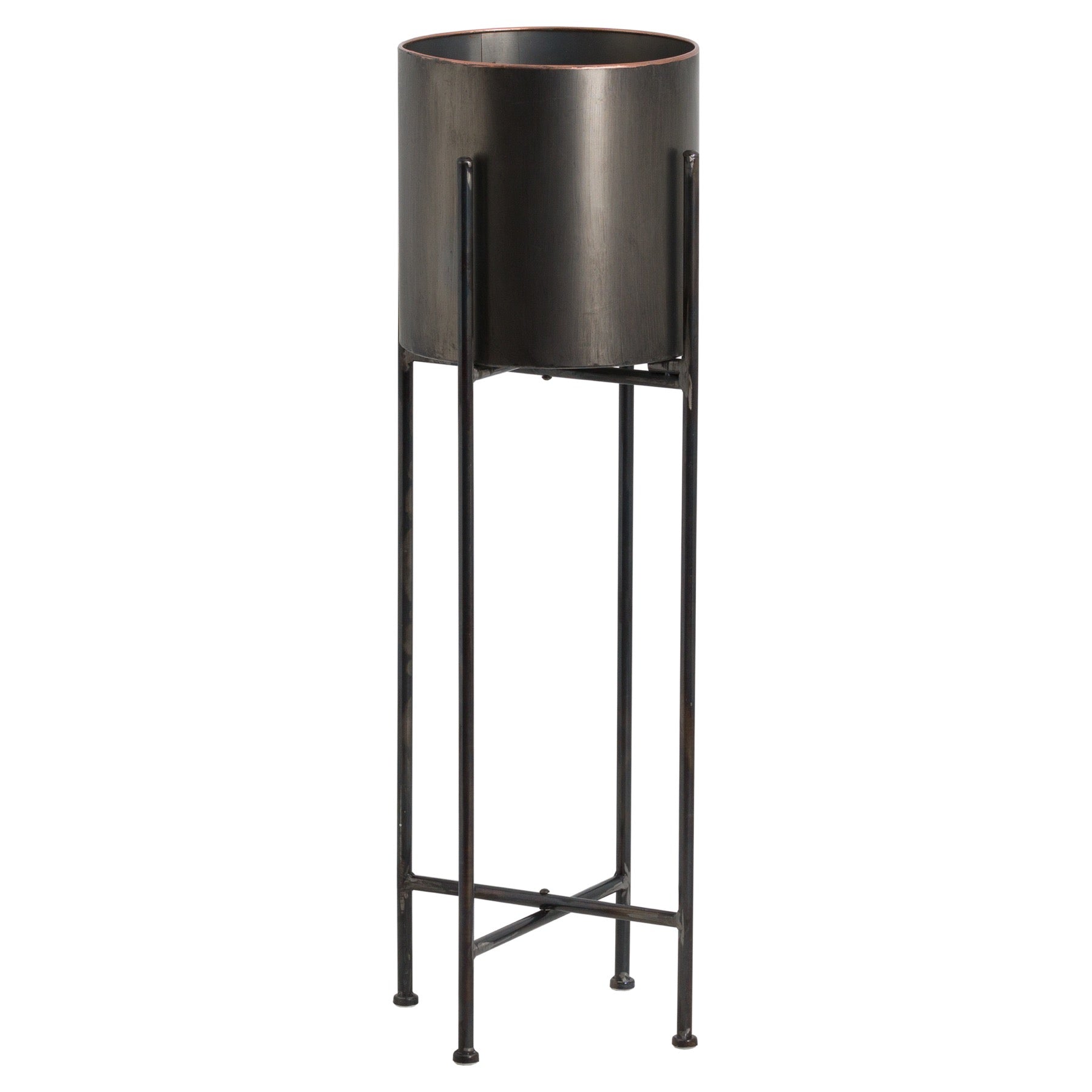 Large Gun Metal Cylindrical Planter