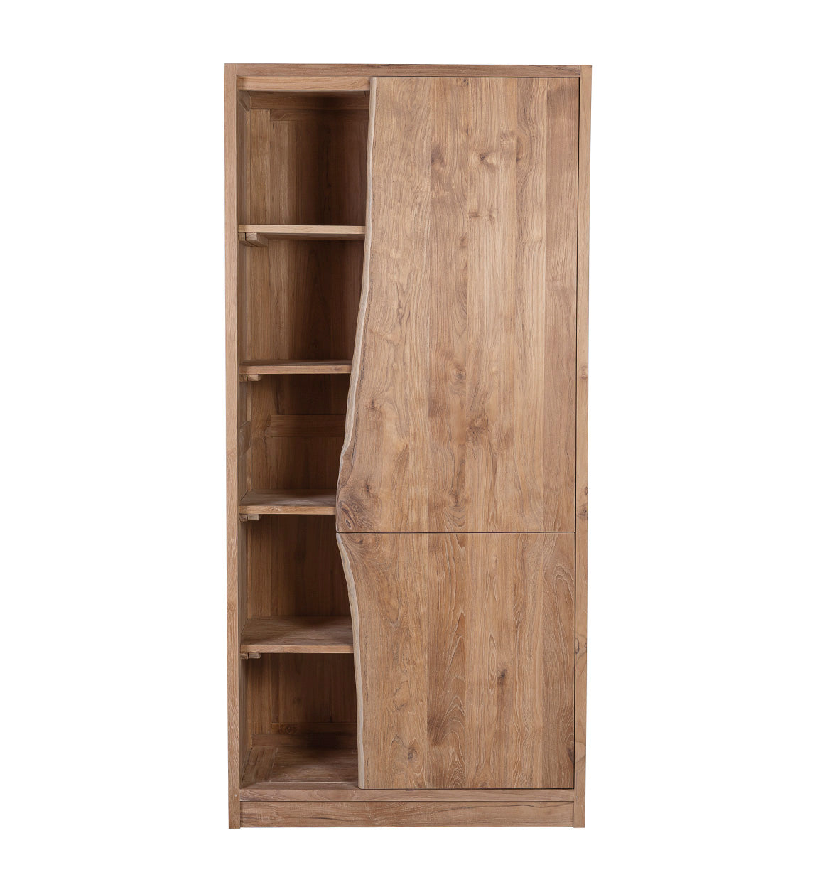 Wooden 2 Doors 8 Shelves Wardrobe, Teak