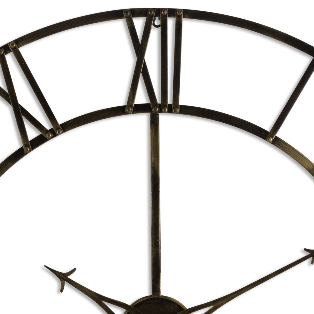 Antique Brass Skeleton Clock, Large
