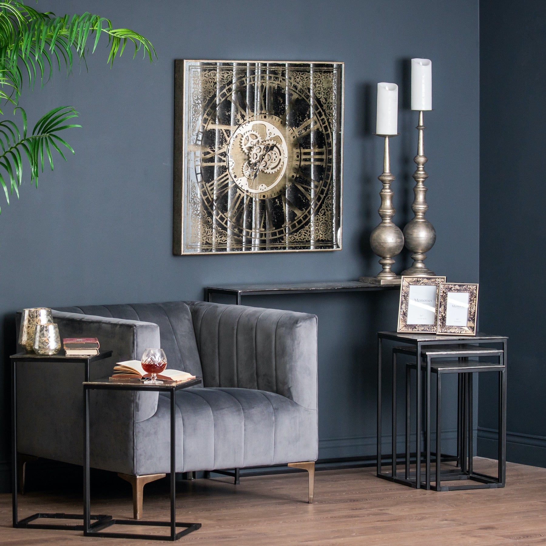 Grey Velvet Arm Chair