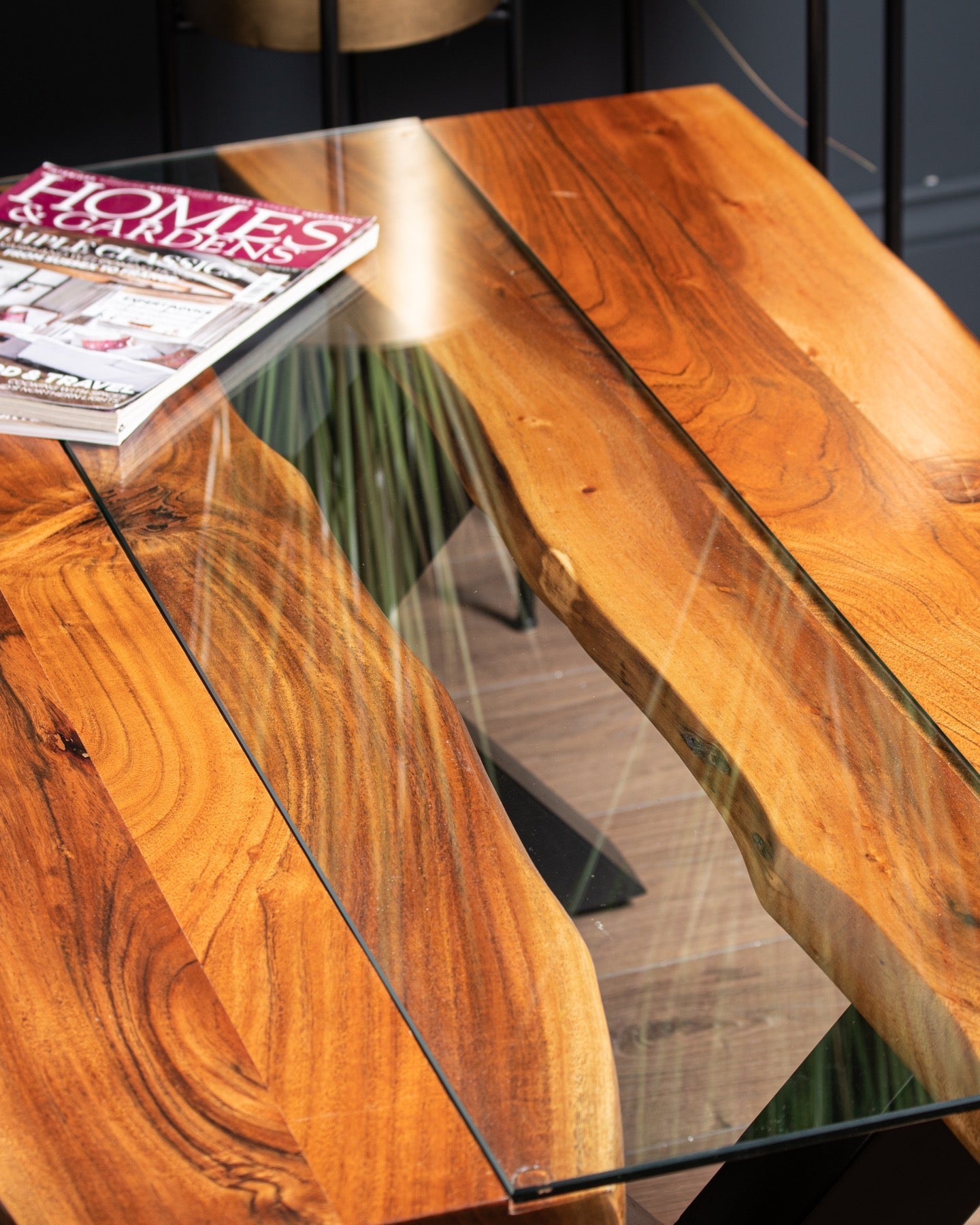 River Glass Coffee Table, Acacia