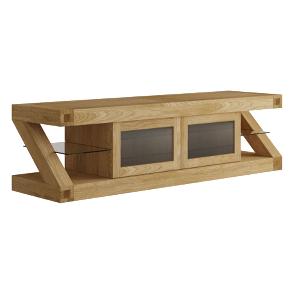 Z Glazed Wooden TV Stand, Oak Wood