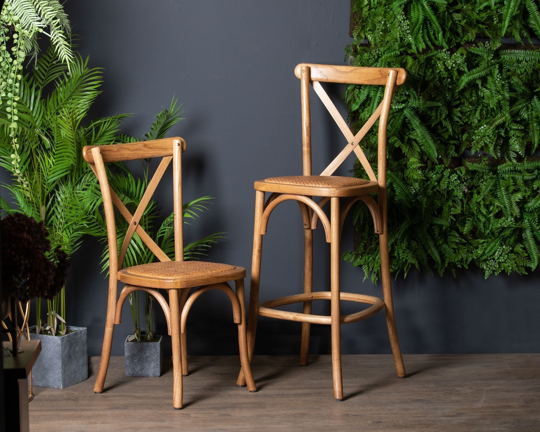 Cross Back Bar Stool