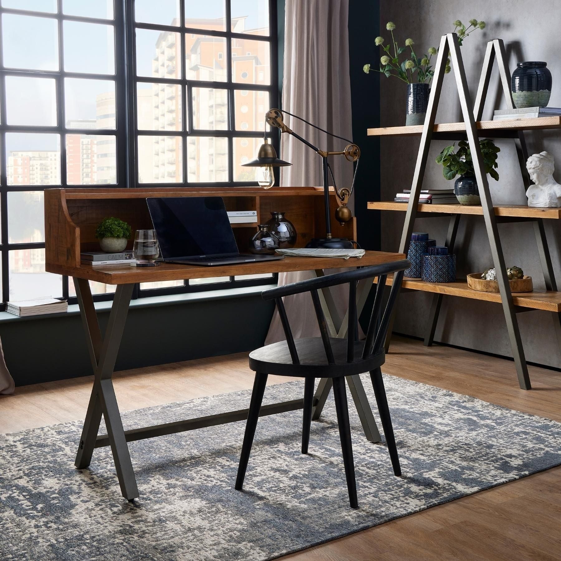 Pine Plank & Metal Desk