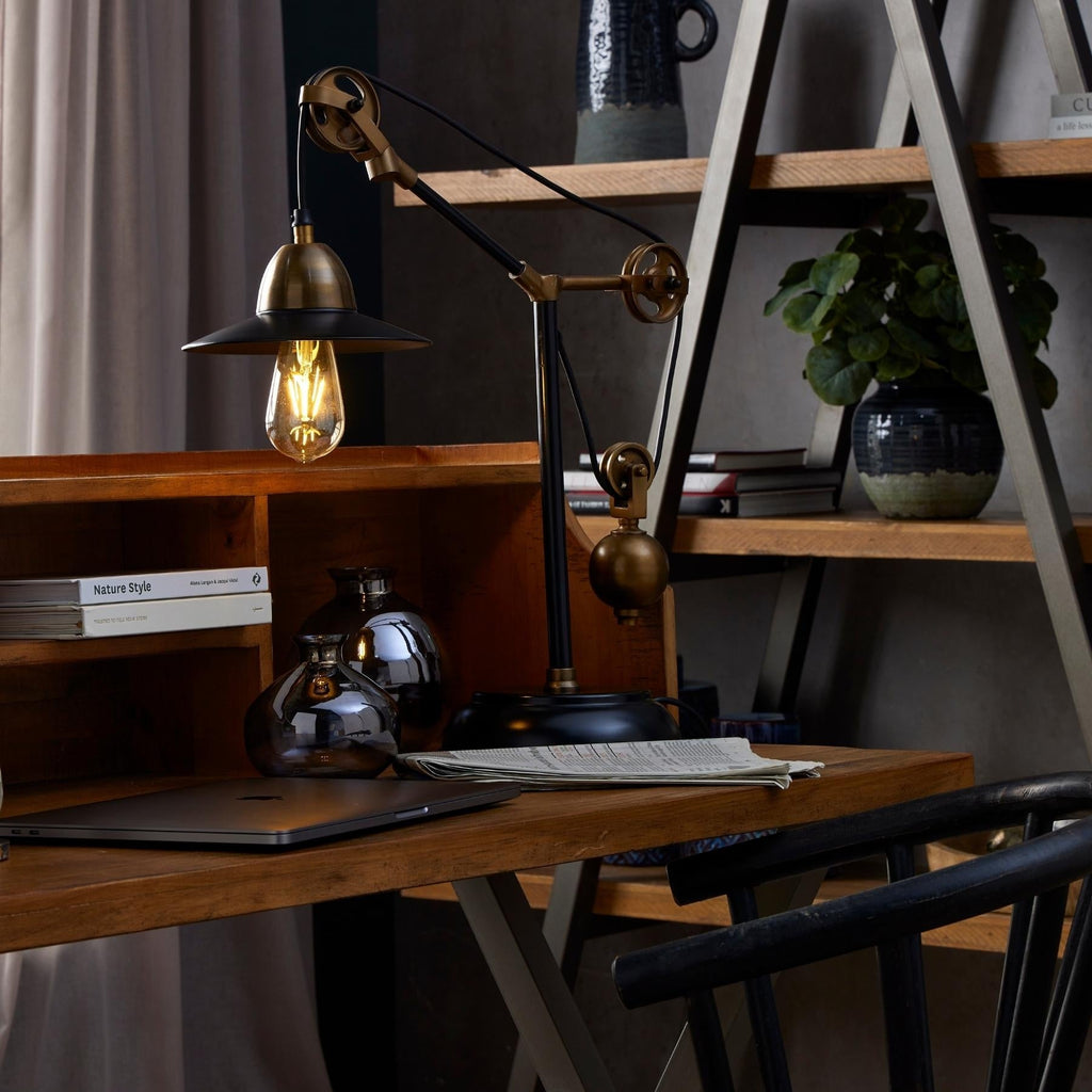 Pine Plank & Metal Desk