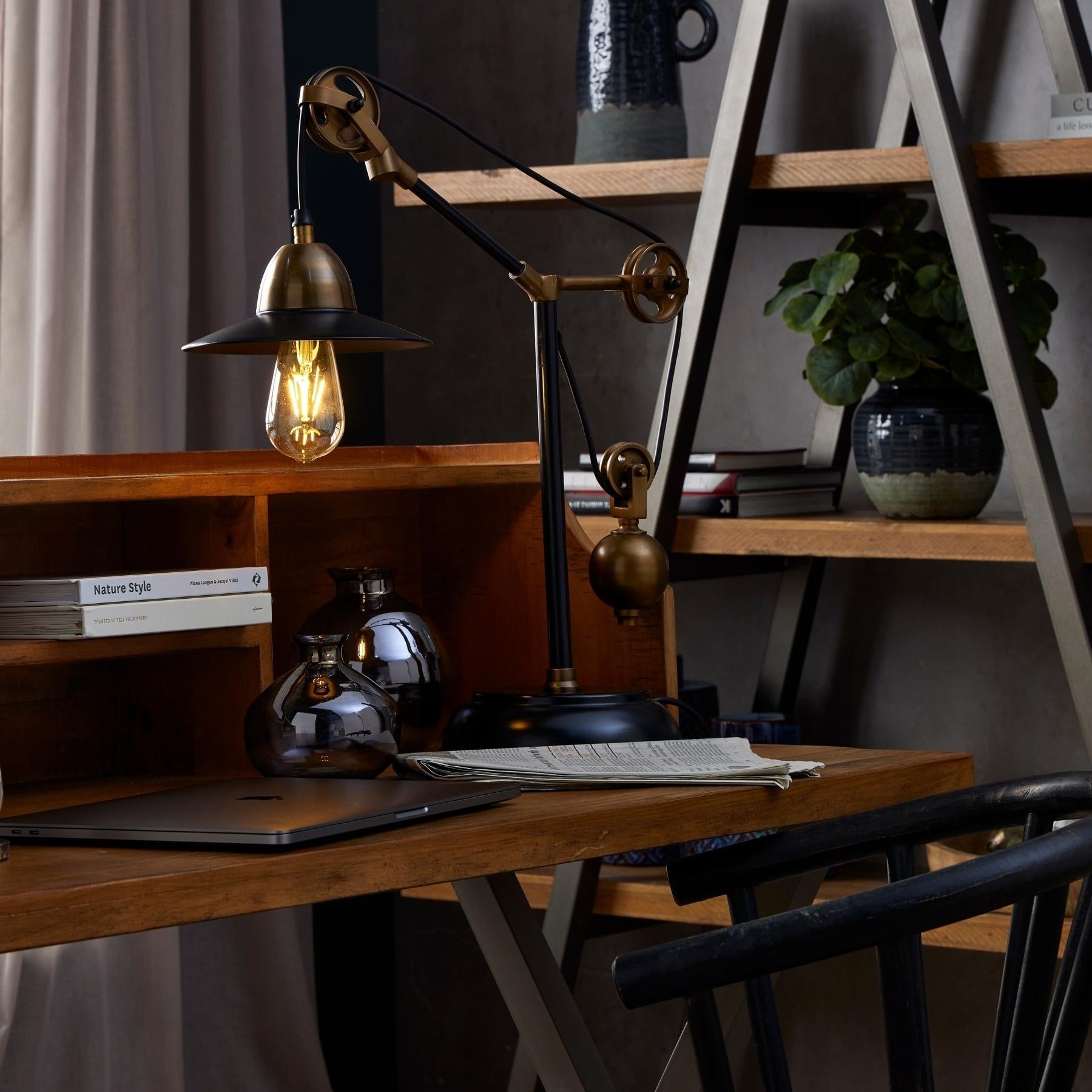 Pine Plank & Metal Desk