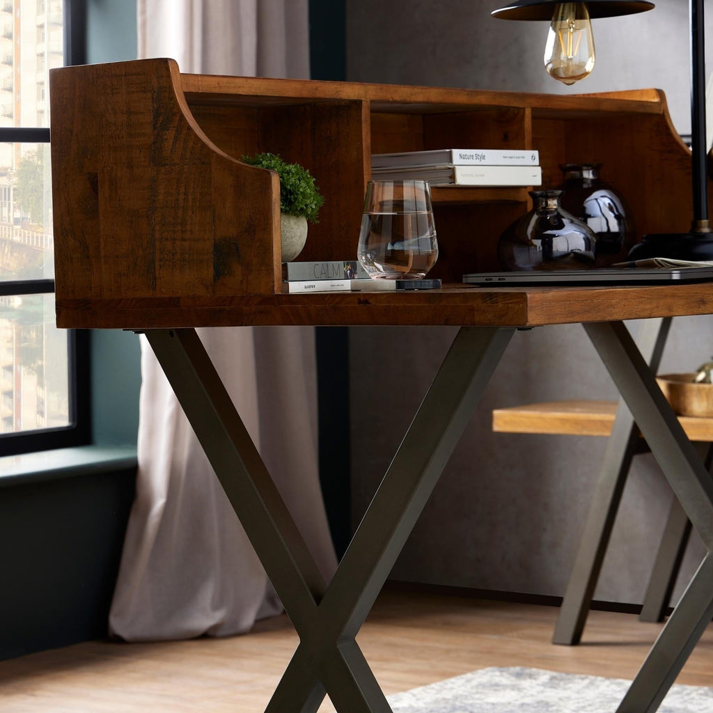Pine Plank & Metal Desk
