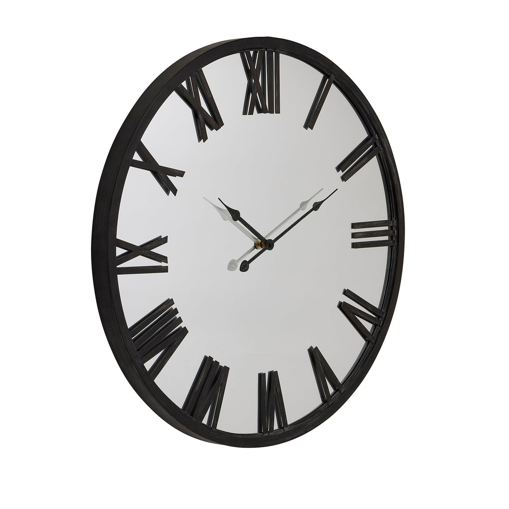 Mirrored Wall Clock, Black