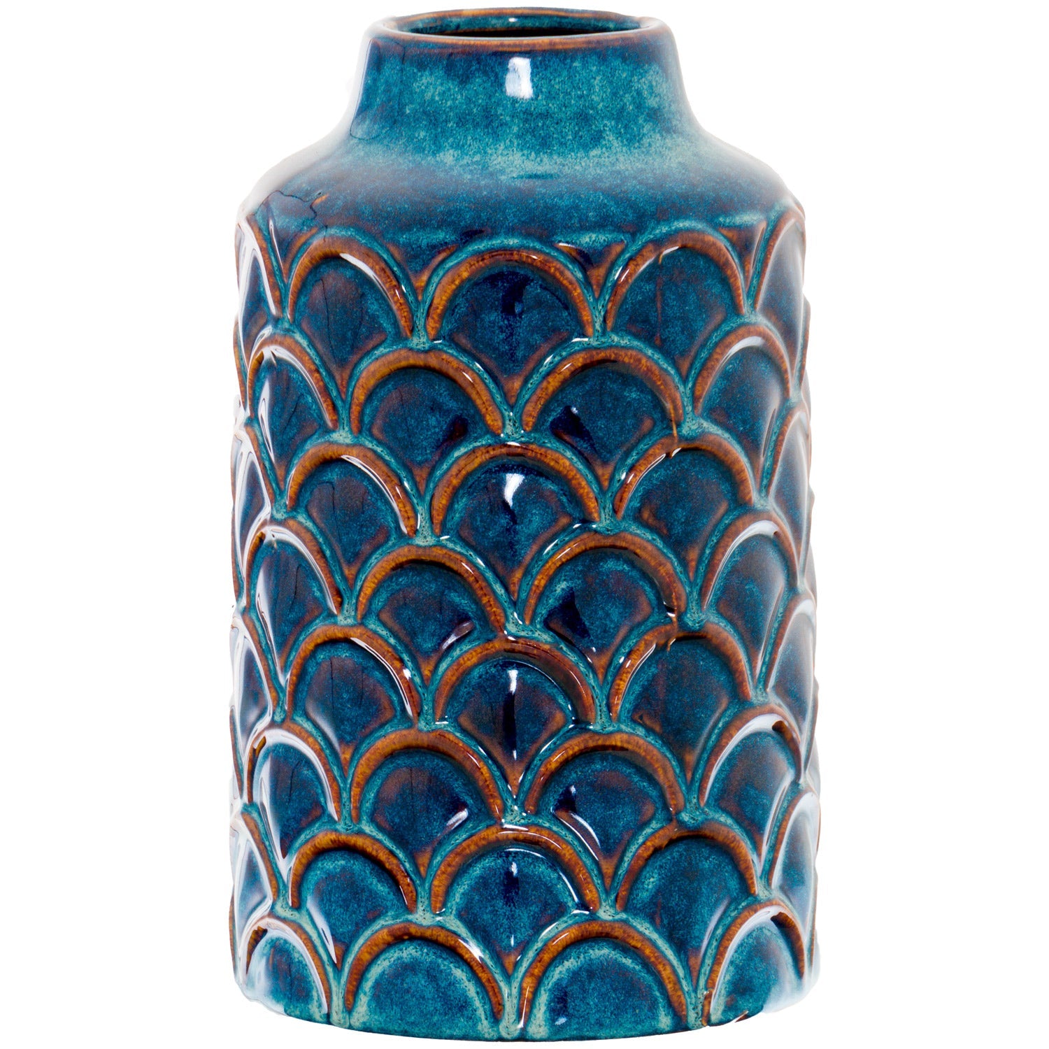 Scalloped Indigo Vase