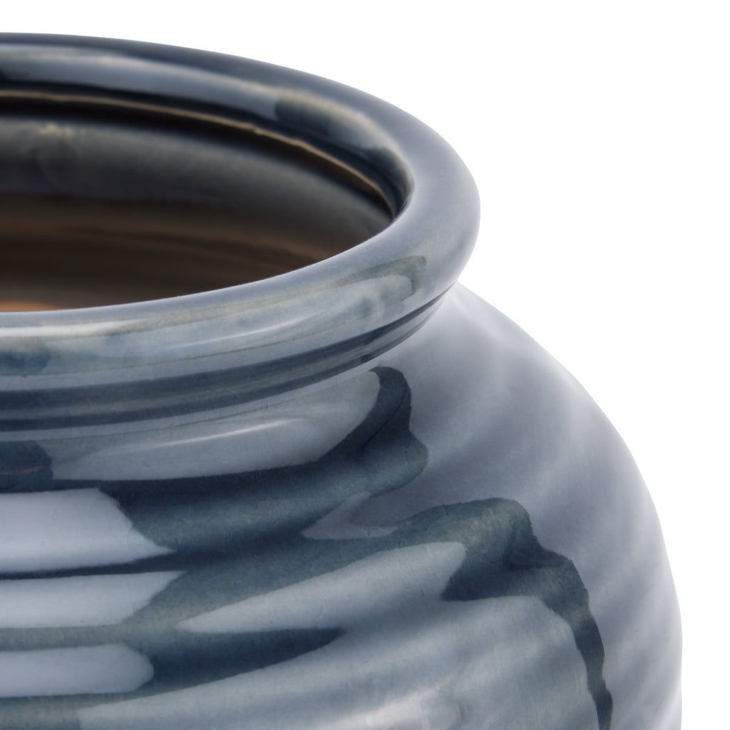 Navy Squat Vase