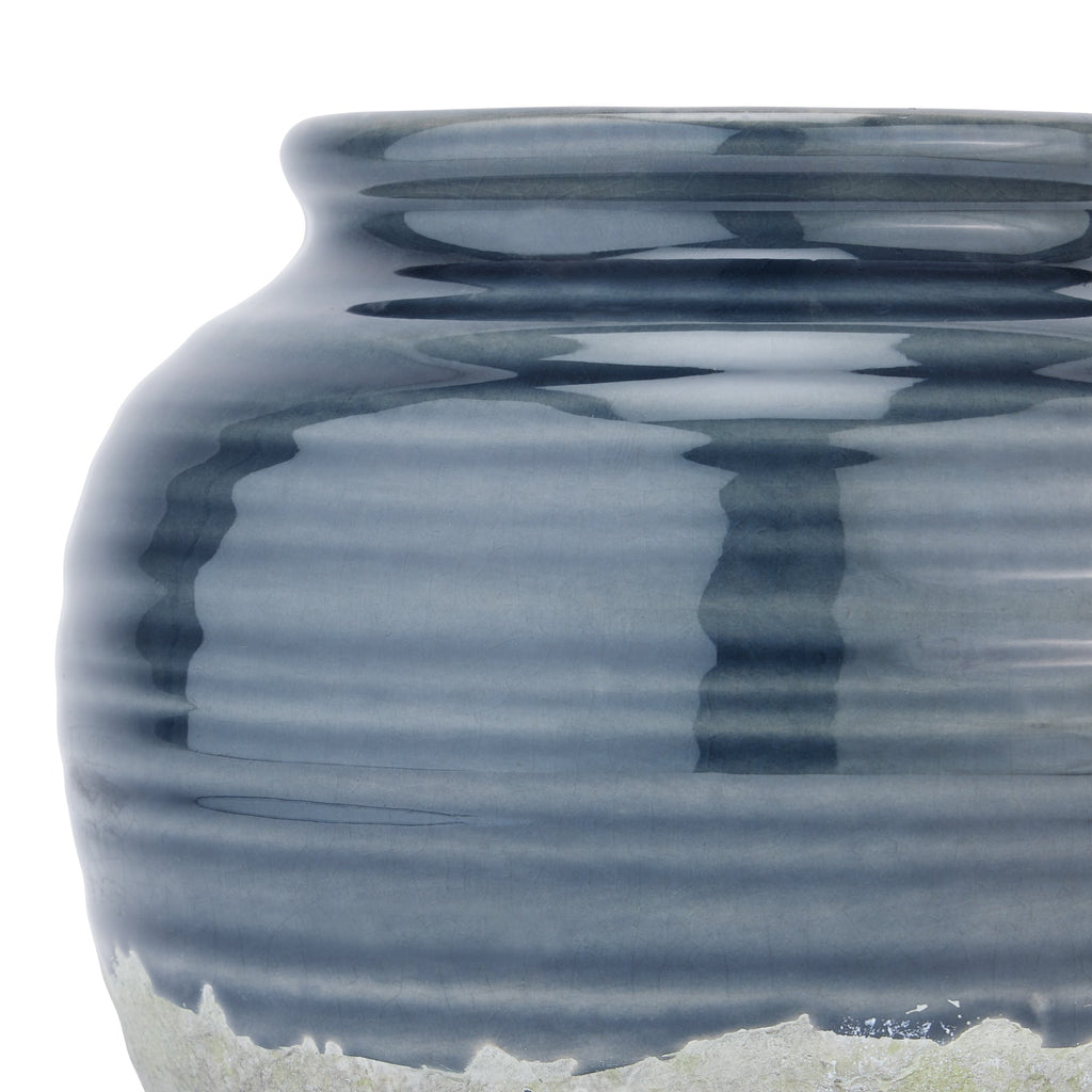 Navy Squat Vase