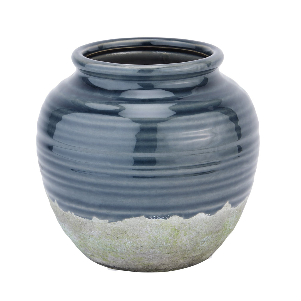 Navy Squat Vase