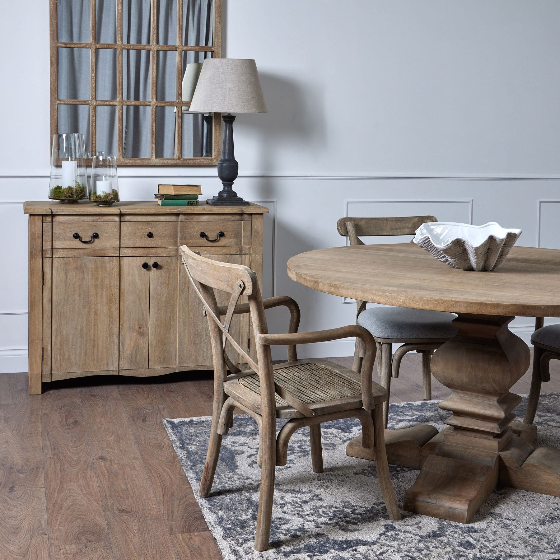 Copgrove Pedestal Dining Table, Acacia Wood