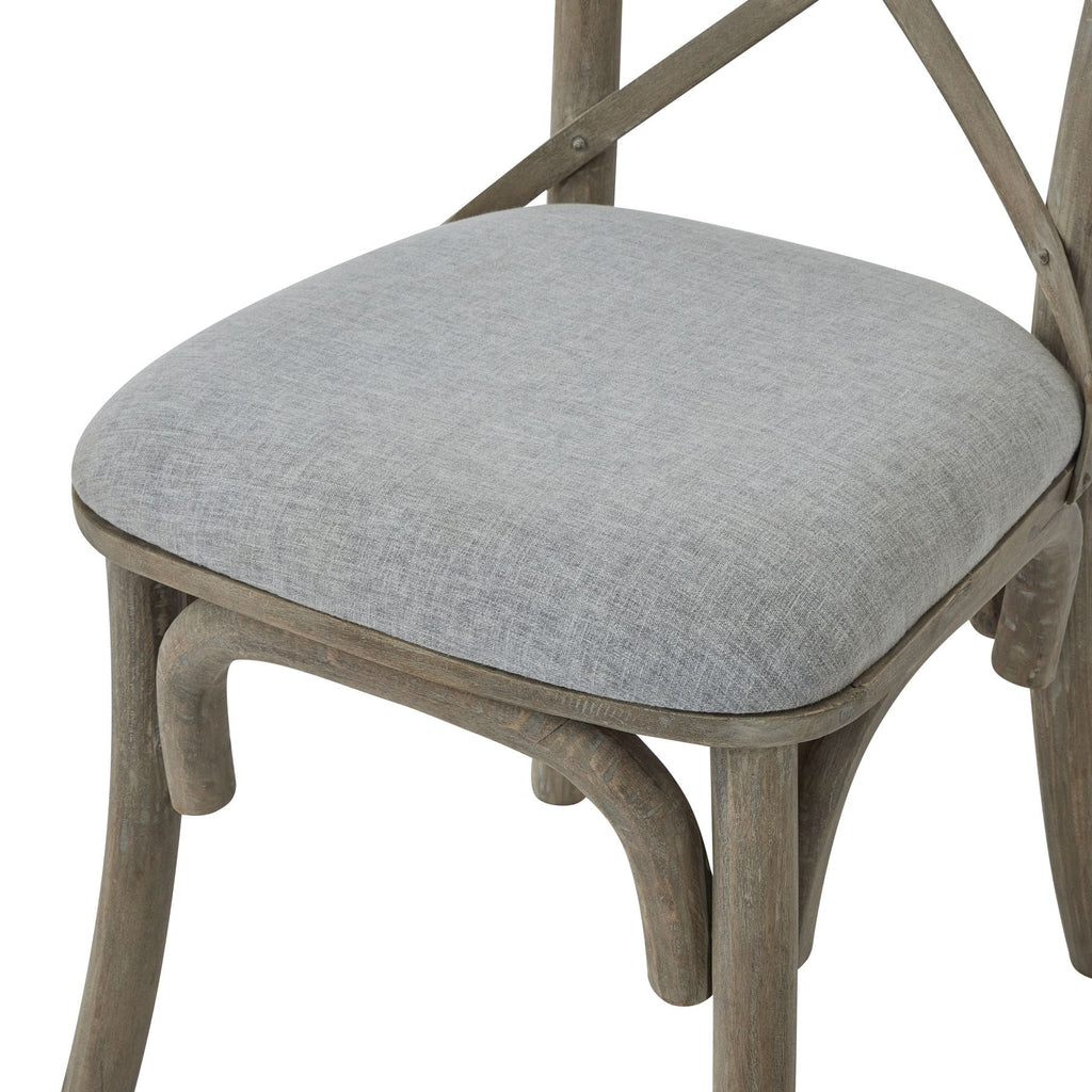 Cross Back Chair With Fabric Seat, Acacia Wood