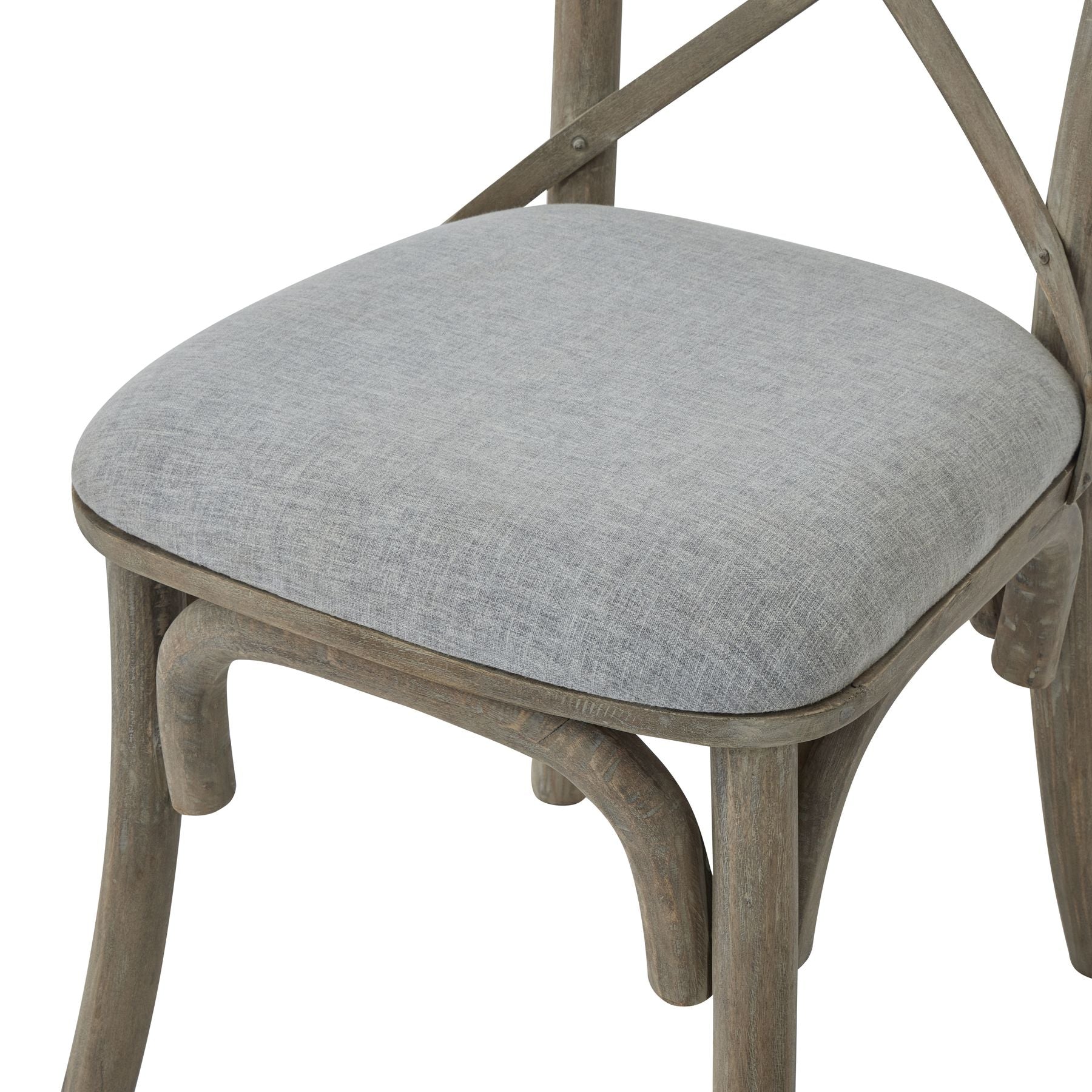 Cross Back Chair With Fabric Seat, Acacia Wood
