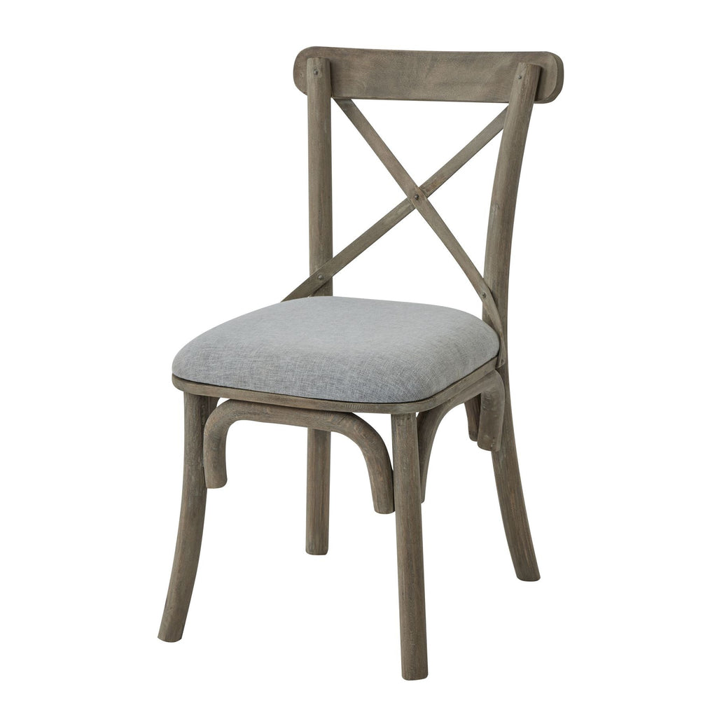 Cross Back Chair With Fabric Seat, Acacia Wood