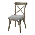 Cross Back Chair With Fabric Seat, Acacia Wood