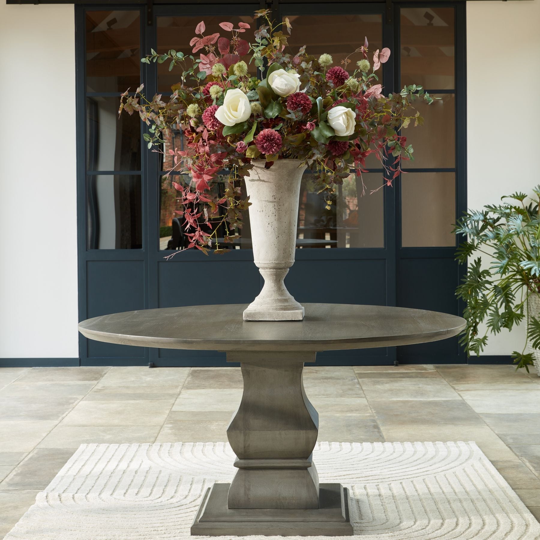 Deep Grey Round Dining Table, Acacia