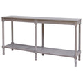 Serene Large Console Table, Solid Wood and Rattan