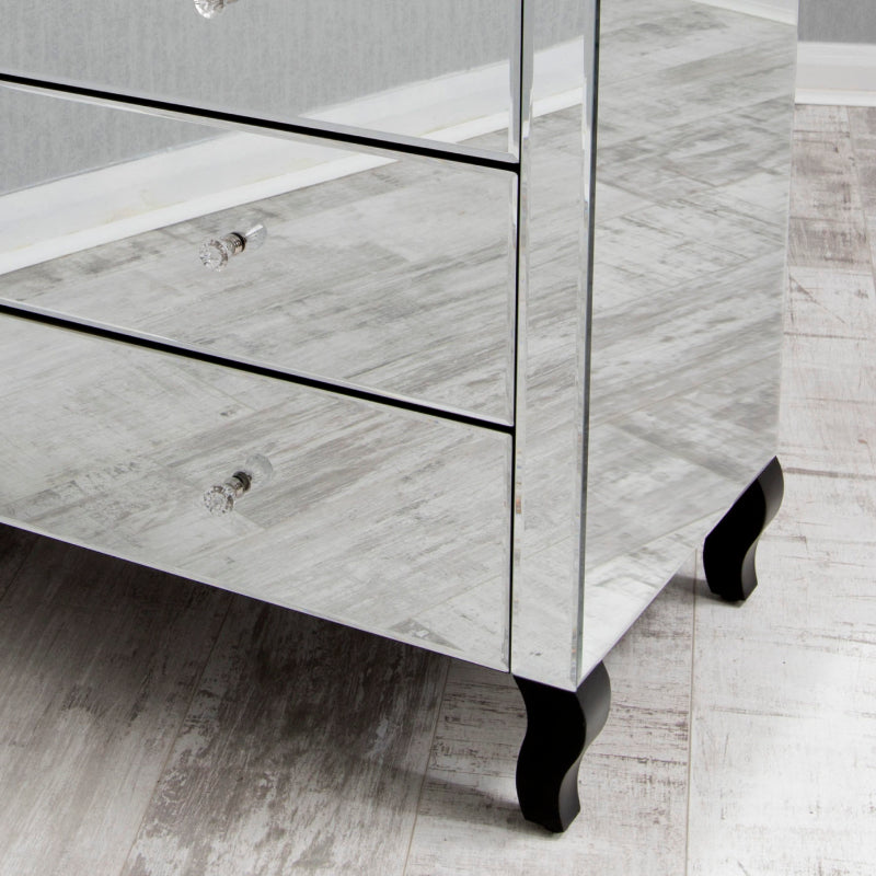 Clear Mirrored 2+2 Chest with Wood Legs