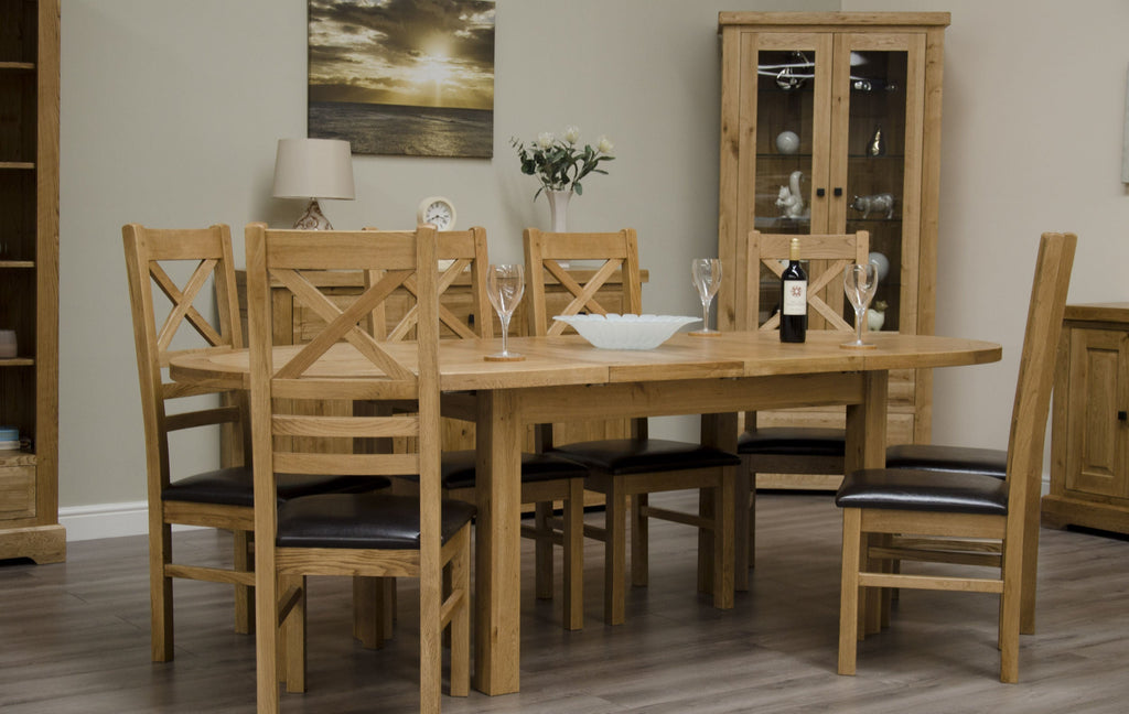 Deluxe Oval Twin Leaf Extending Table, Oak
