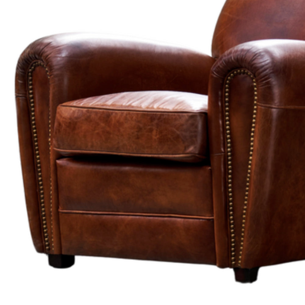Vintage Leather Art Deco Armchair