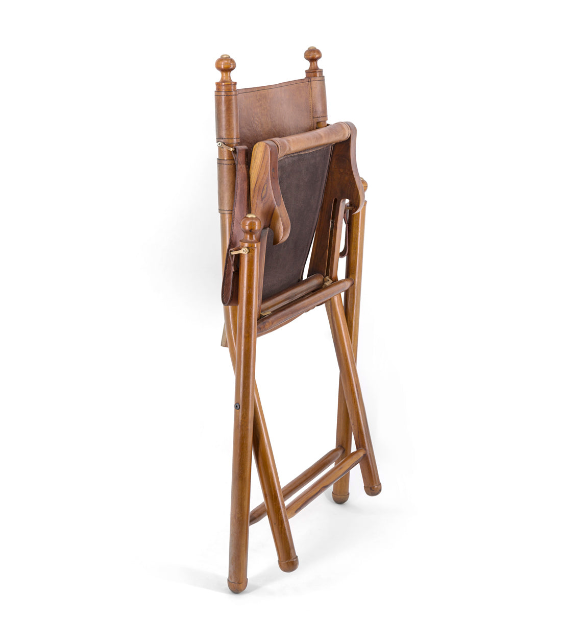Teak Wood and Leather Folding Chair