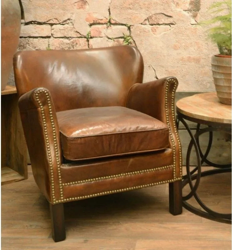 Vintage Brown Leather Club Chair