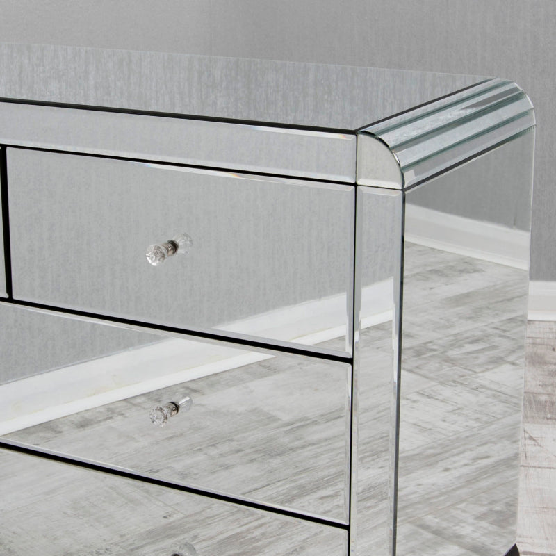 Clear Mirrored 2+2 Chest with Wood Legs