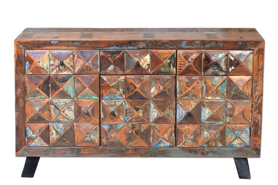Diamond Carved Recycled Sideboard