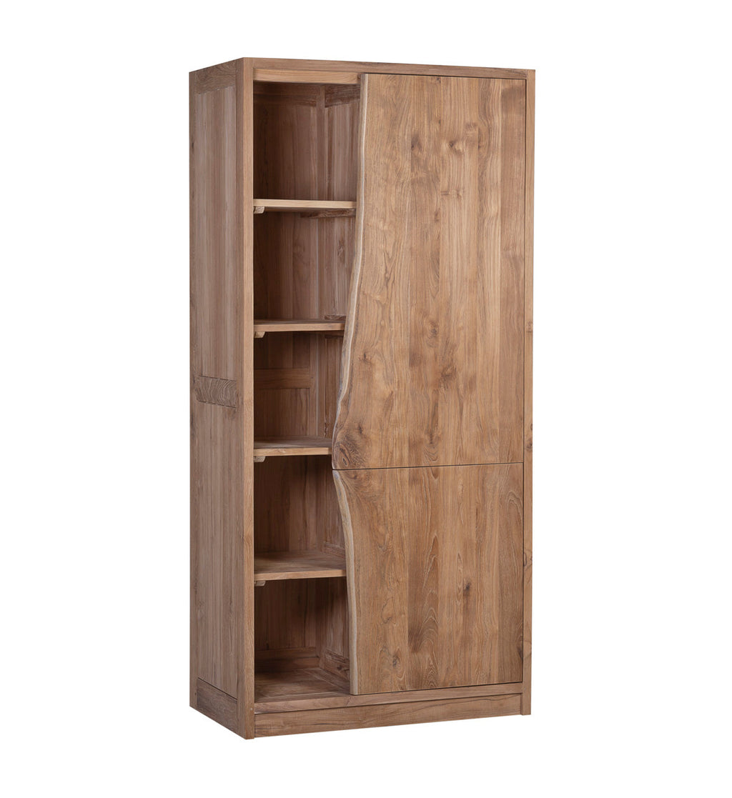 Wooden 2 Doors 8 Shelves Wardrobe, Teak