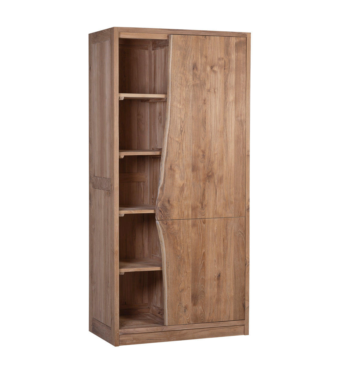 Wooden 2 Doors 8 Shelves Wardrobe, Teak