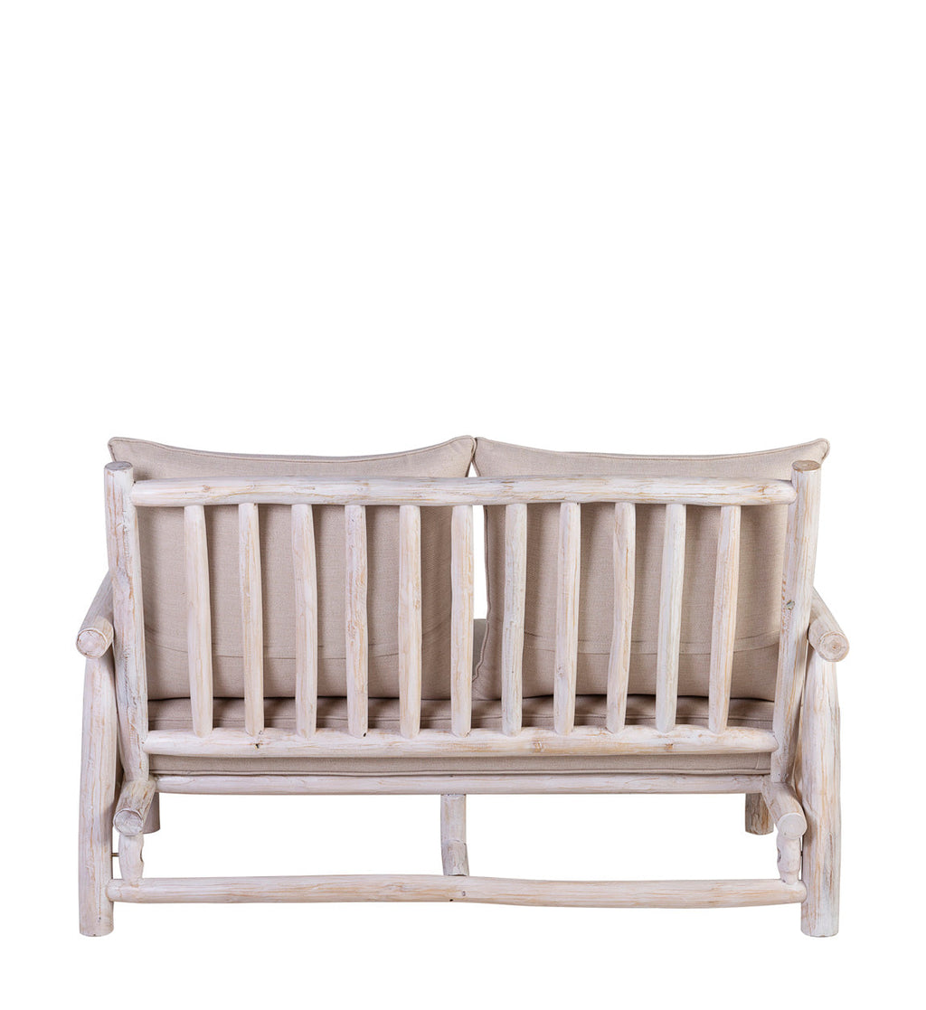 WHITEWASHED TEAK OUTDOOR SOFA WITH CUSHION