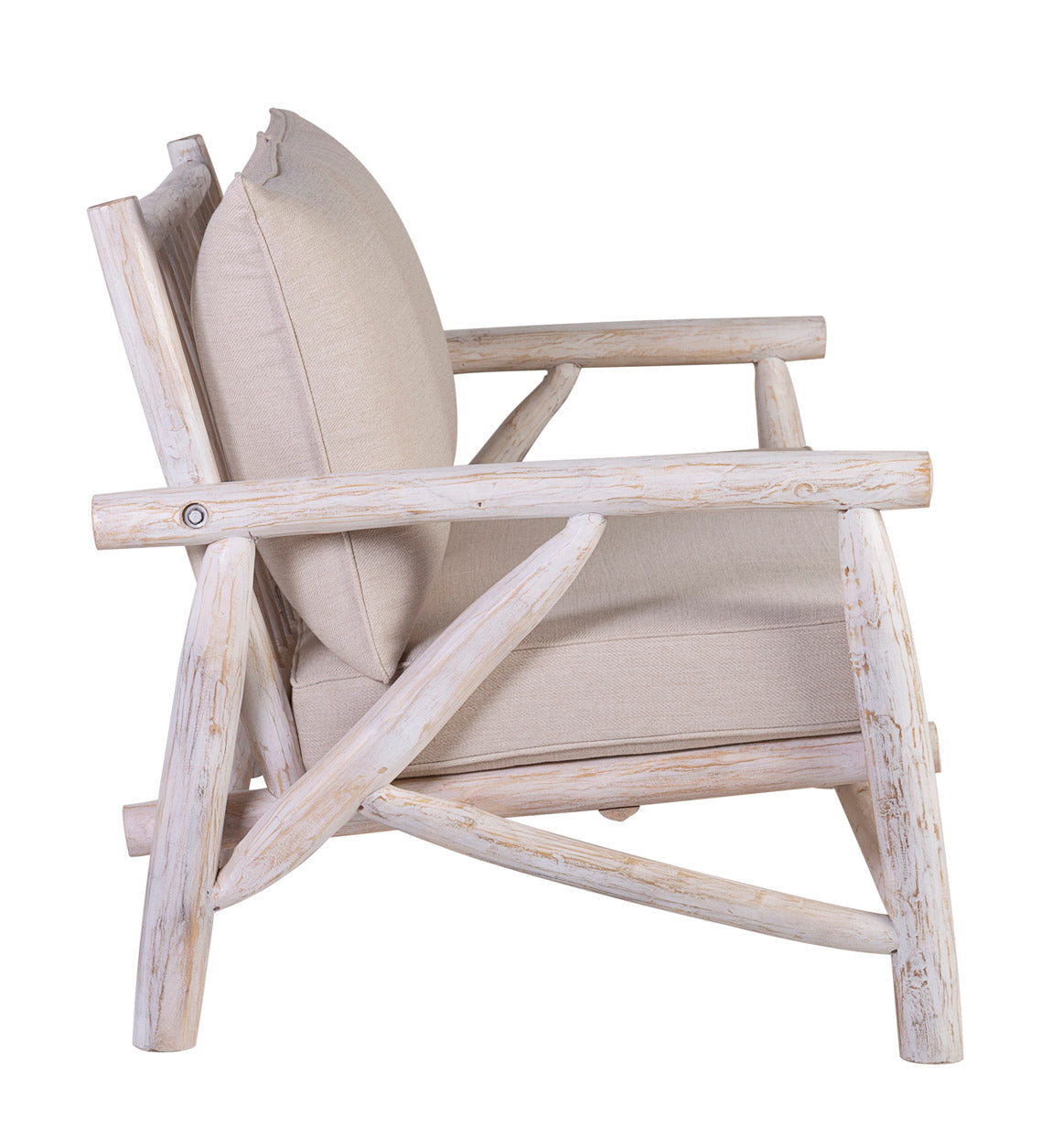 WHITEWASHED TEAK OUTDOOR SOFA WITH CUSHION