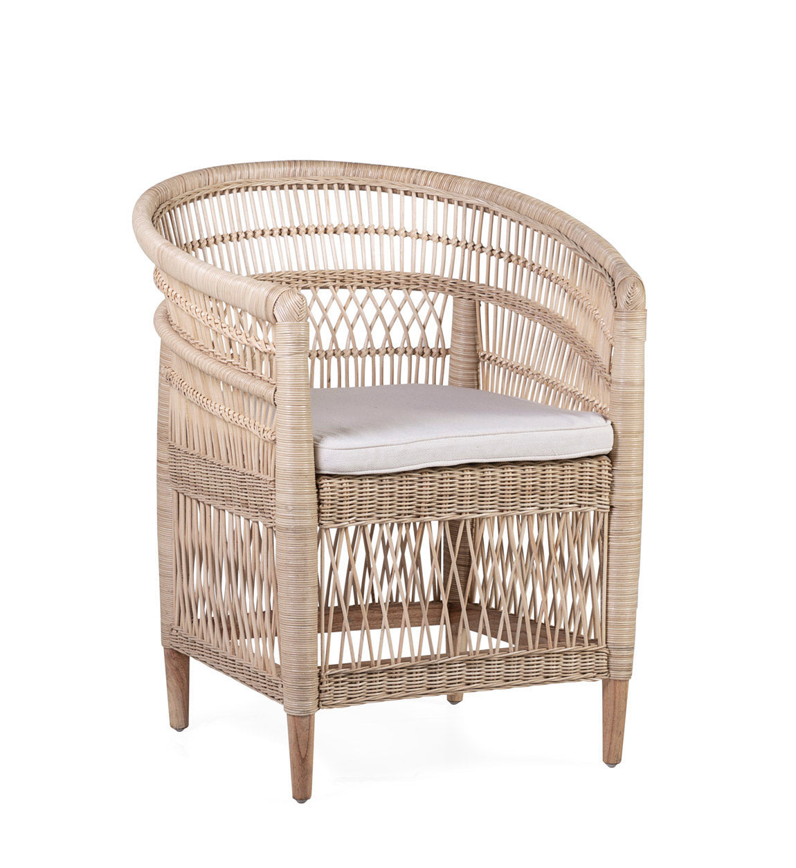 NATURAL RATTAN ARMCHAIR WITH CUSHION