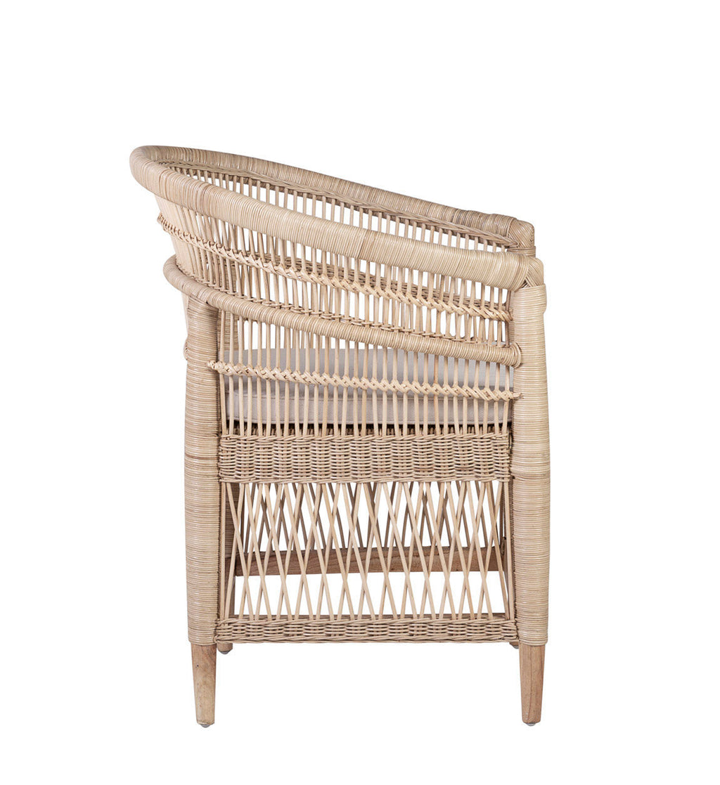 NATURAL RATTAN ARMCHAIR WITH CUSHION