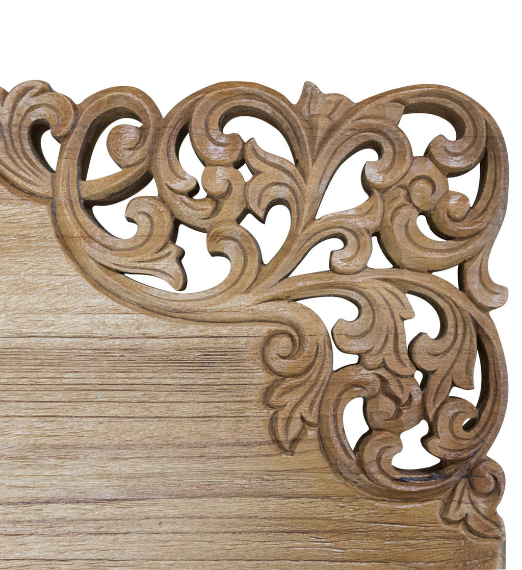 CARVED CORNER TEAK TABLE