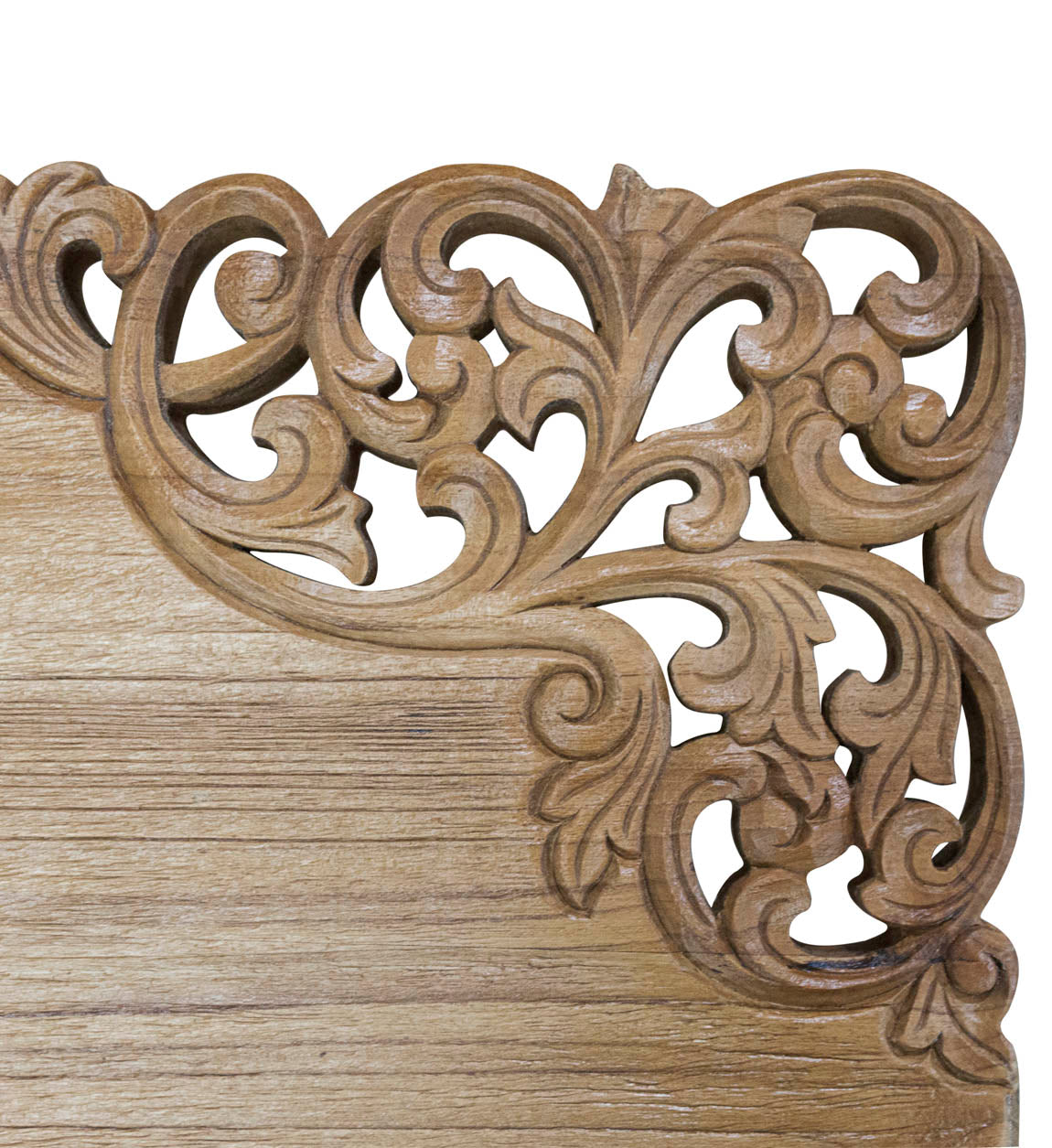 CARVED CORNER TEAK TABLE