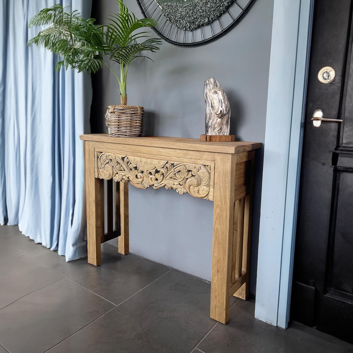 CARVED TEAK CONSOLE TABLE