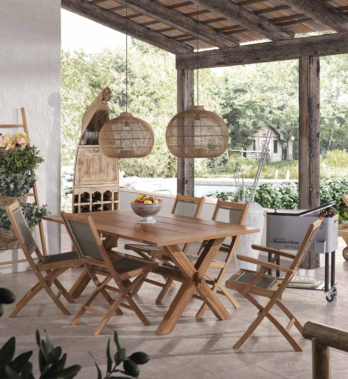 Folding Screen Garden Chair, Teak Wood