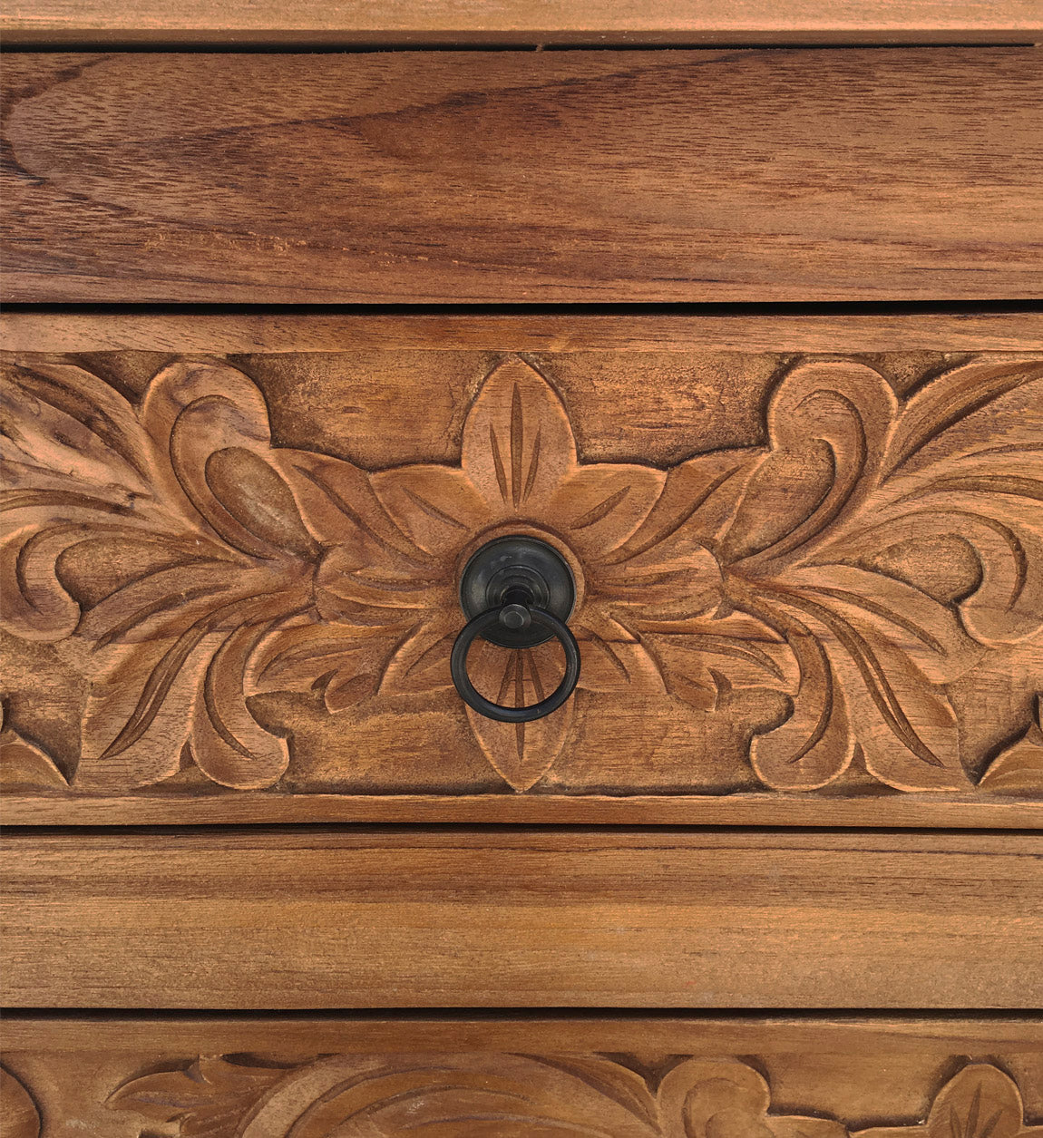 WOODEN 5 DRAWERS CARVED SIDEBOARD, TEAK
