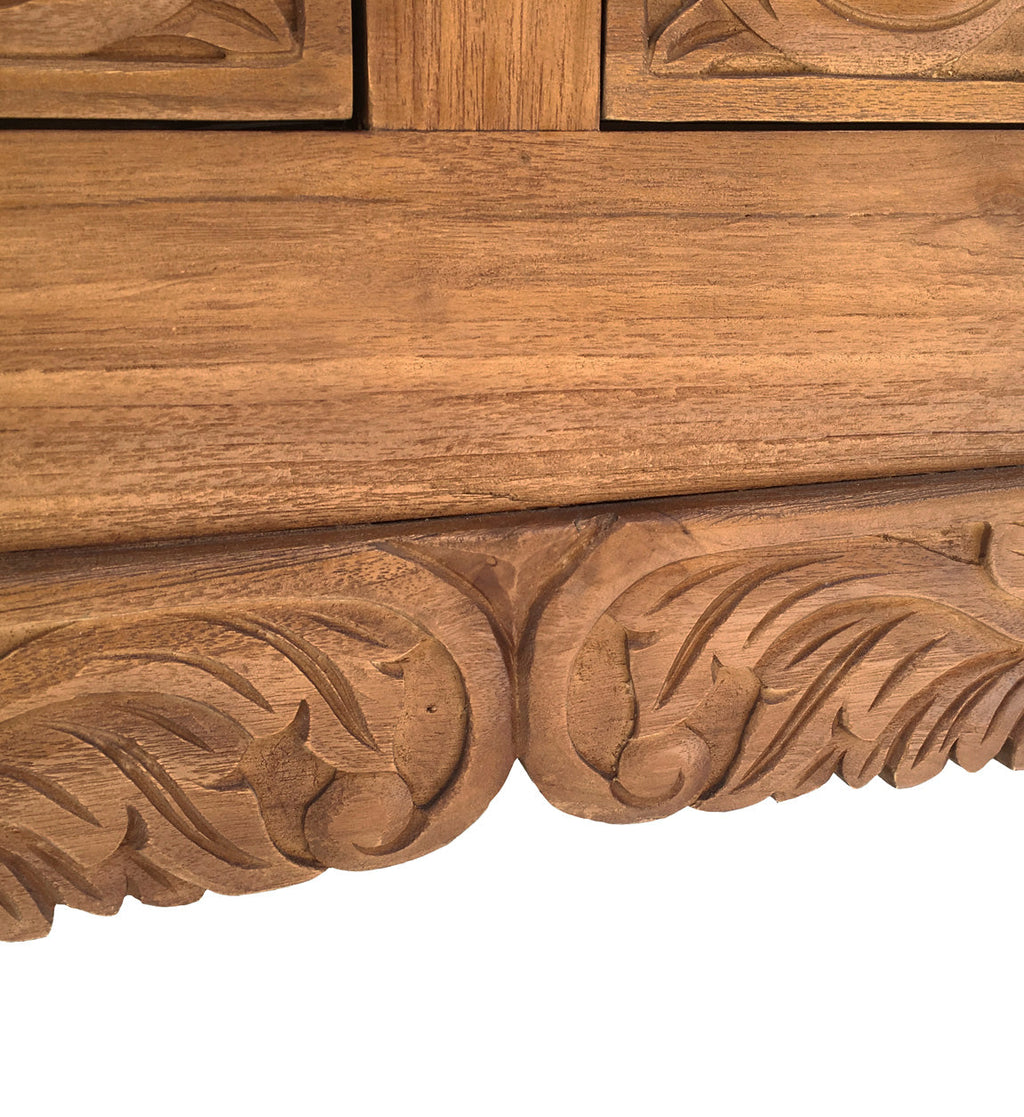 WOODEN 5 DRAWERS CARVED SIDEBOARD, TEAK